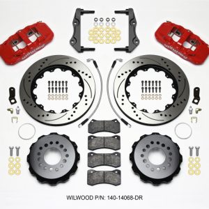 Wilwood AERO4 Rear Kit 14.25in Drilled Red 2014-Up Challenger w/Lines