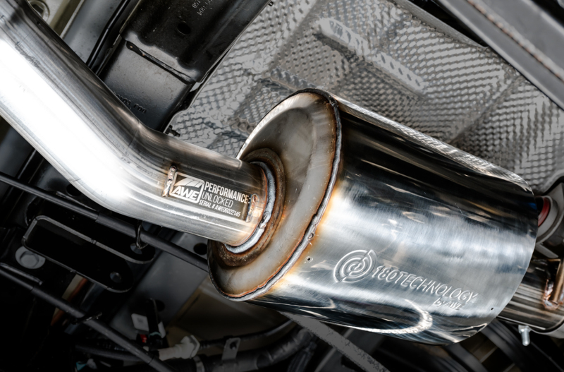 AWE Tuning 20-21 Jeep Gladiator JT 3.6L Tread Edition Cat-Back Single Side Exhaust - Diamond Blk Ti - Image 5