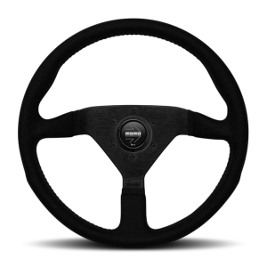 Momo Montecarlo Alcantara Steering Wheel 320 mm - Black/Black Stitch/Black Spokes