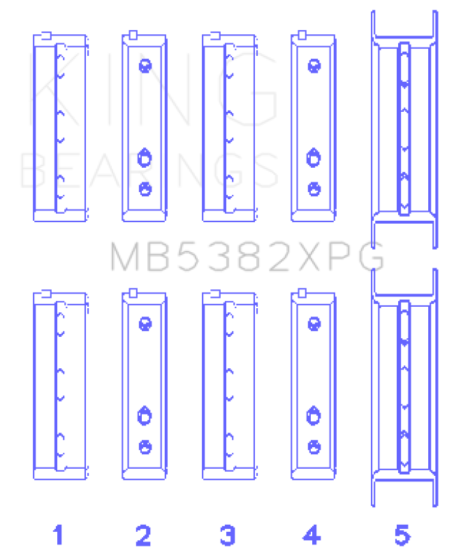 King Subaru EJ20/EJ22/EJ25 (For Thrust in #5 Position) Performance Main Bearing Set - Size STD - Image 7