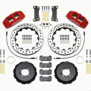 Wilwood Dynapro 6 Front Hat Kit 12.88in Drilled Red 2002-Up Mini Cooper w/ Lines