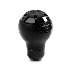 Momo Nero Shift Knob - Tall Black Leather, Black Chrome Insert