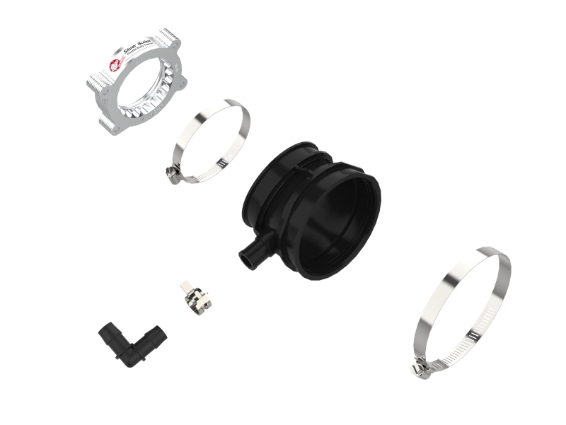 aFe 2020 Vette C8 Silver Bullet Aluminum Throttle Body Spacer Works w/ Factory Intake Only - Silver - Image 4