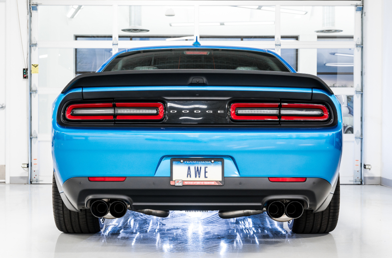 AWE Tuning 2015+ Dodge Challenger 6.4L/6.2L Non-Resonated Touring Edition Exhaust - Quad Black Tips - Image 2