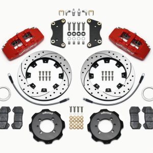 Wilwood Dynapro 6 Front Hat Kit 12.19in Drilled Red 2012 Fiat 500 w/ Lines