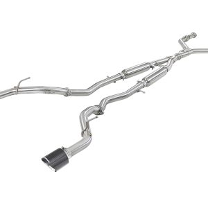 aFe POWER Takeda 2.5in 304 SS CB Exhaust w/ Carbon Fiber Tips 17-19 Infiniti Q60 V6-3.0L (tt)