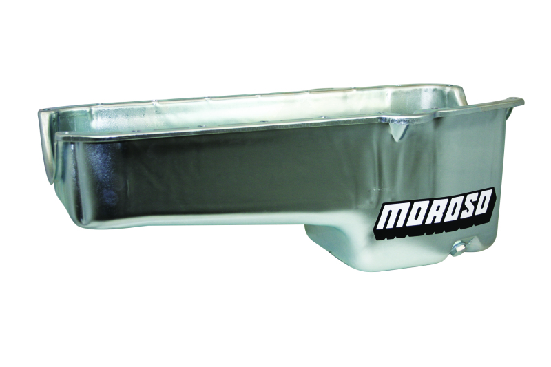 Moroso Pre-80 Chevrolet Small Block (w/Driver Side Dipstick) Wet Sump 5qt 7.5in Steel Oil Pan - Blk