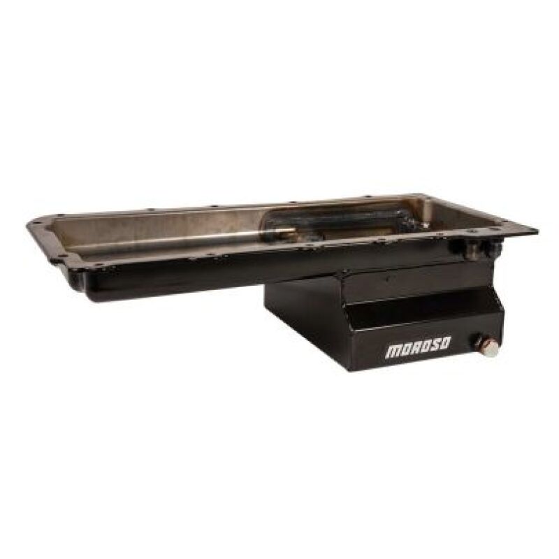 Moroso GM LS Swap (w/Rear Sump & Two -10An Fittings) Wet Sump 7qt 6in Baffled Steel Oil Pan - Black - Image 2