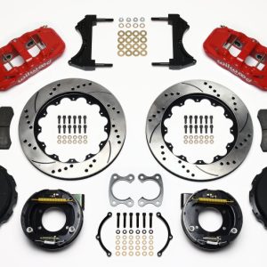 Wilwood AERO4 Rear P-Brake Kit 14.00in Drilled Red Small Ford 2.66in Offset