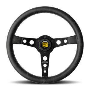 Momo Prototip Heritage Steering Wheel 350 mm - Black Leather/White Stitch/Black Spokes