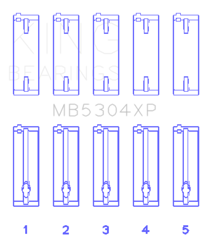 King Engine Bearings Mazda B6/B6-T/ZM/B3/B5 (Size +.025) Main Bearing Set - Image 3