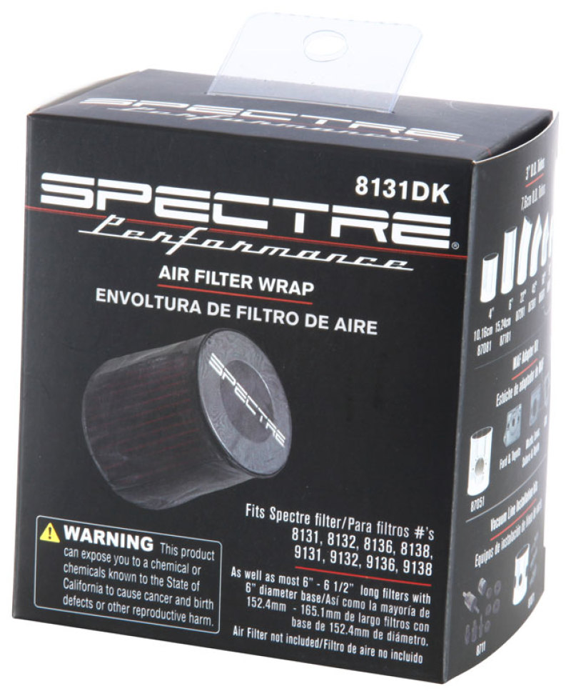 Spectre Universal Pre-Filter Wrap 6in. x 6.125in. - Black - Image 9