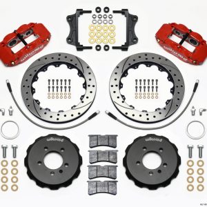 Wilwood Narrow Superlite 6R Front Hat Kit 12.88in Drill Red 06-12 Volkswagen GTI w/ Lines