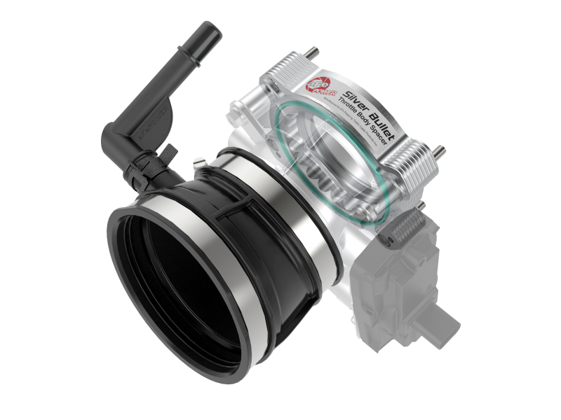 aFe 2020 Vette C8 Silver Bullet Aluminum Throttle Body Spacer Works w/ Factory Intake Only - Silver - Image 2