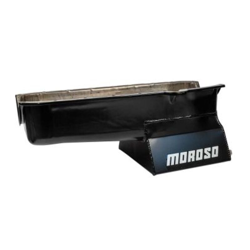 Moroso Pre-80 Chevrolet SBC (w/Driver Side Dipstick) Wet Sump 7qt 8.25in Steel Oil Pan - Black - Image 2