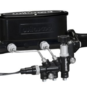 Wilwood HV Tandem M/C Kit w L/H Bracket & Prop Valve - 1 1/8in Bore Black