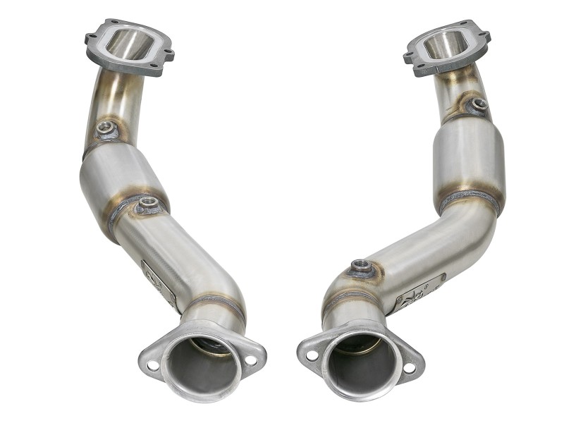 aFe POWER 14-18 Chevrolet Corvette C7 & Z06 Twisted Steel 3in 304 Stainless Steel Mid Pipe w/ Cat - Image 2