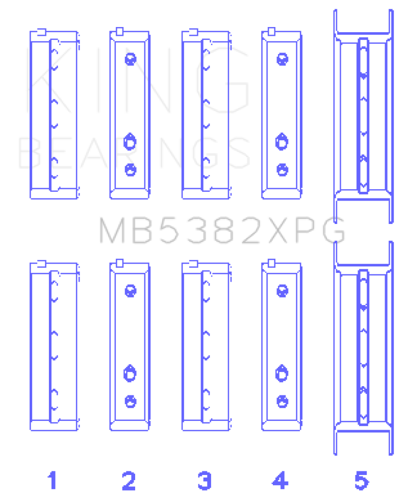 King Subaru EJ20/EJ22/EJ25 (For Thrust in #5 Position) Performance Main Bearing Set - Size STD - Image 2