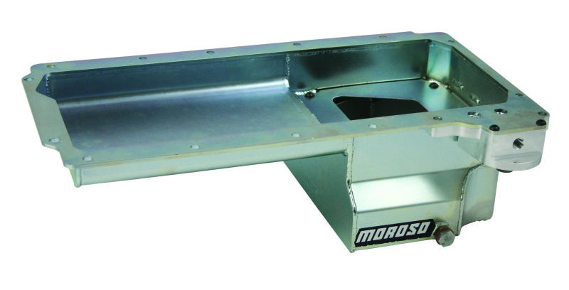 Moroso GM LS Swap/Early F-Body (w/Rear Sump/Spin-On Filter Adapter) Wet Sump 6in Steel Oil Pan - Blk