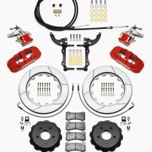 Wilwood AERO4 / MC4 Rear Kit 14.00 Red 15-23 Mustang w/Lines & Cables