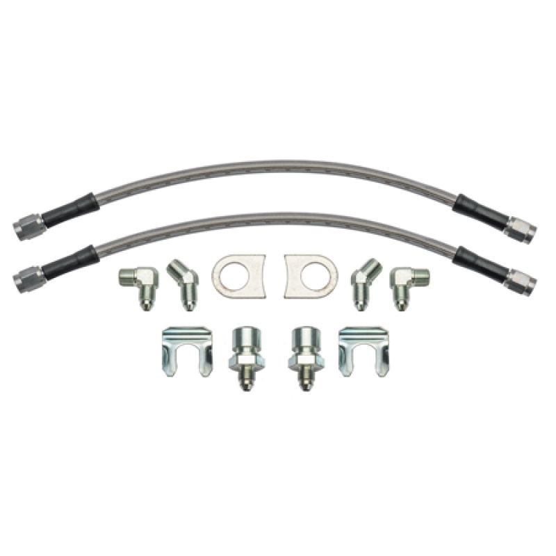 Wilwood 12in Length -3 to 3/8-24 IF 1/8-27 NPT 90 Degree Flexline Kit w/ Weld-On Bracket Tabs