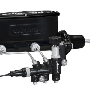 Wilwood HV Tandem M/C Kit w L/H Bracket & Prop Valve - 15/16in Bore Black-W/Pushrod