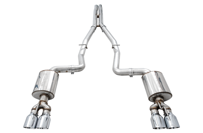 AWE Tuning 2015+ Dodge Challenger 6.4L/6.2L Non-Resonated Touring Edition Exhaust - Quad Silver Tips - Image 8