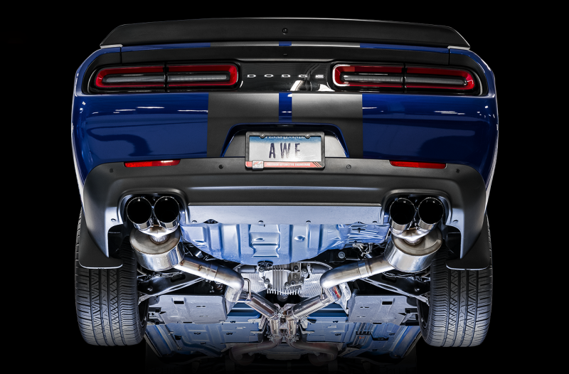 AWE Tuning 2015+ Dodge Challenger 6.4L/6.2L Non-Resonated Touring Edition Exhaust - Quad Black Tips - Image 4