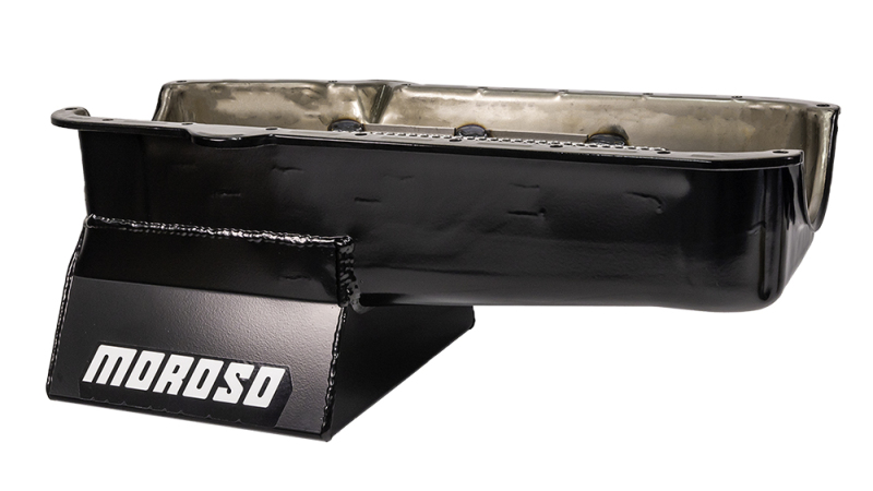 Moroso Pre-80 Chevrolet Small Block (w/Driver Side Dipstick) Wet Sump 7qt 8.25in Steel Oil Pan -Blk - Image 2