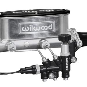 Wilwood HV Tandem M/C Kit w L/H Bracket & Prop Valve - 1in Bore Ball Burnished