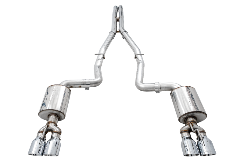 AWE Tuning 2015+ Dodge Challenger 6.4L/6.2L Non-Resonated Touring Edition Exhaust - Quad Silver Tips - Image 7