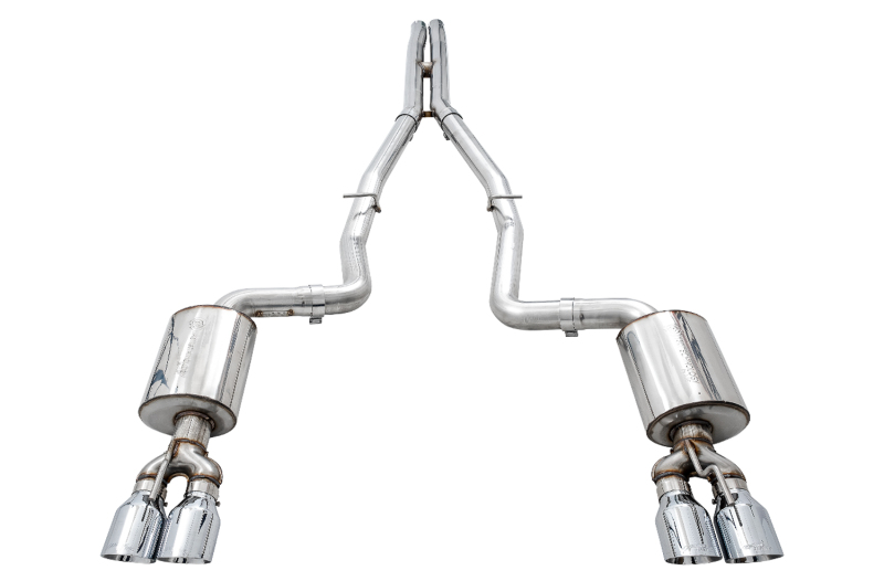 AWE Tuning 2015+ Dodge Challenger 6.4L/6.2L Non-Resonated Touring Edition Exhaust - Quad Silver Tips - Image 6