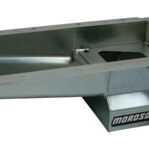 Moroso GM LS Swap (w/Rear Sump/Spin-On Filter Adapter) Wet Sump 7qt 6in Angled Steel Oil Pan - Black