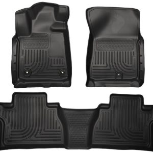 Husky Liners 2014 Toyota Tundra Double Cab Pickup WeatherBeater Black Front & 2nd Seat Floor Liners