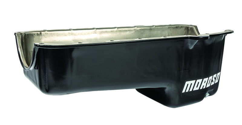 Moroso Pre-80 Chevrolet Small Block (w/Driver Side Dipstick) Wet Sump 5qt 7.5in Steel Oil Pan - Blk - Image 2
