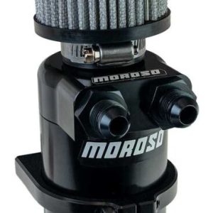Moroso Dual Inlet -8AN Billet Breather Tank Catch Can - Black
