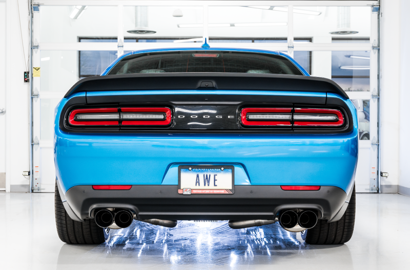 AWE Tuning 2015+ Dodge Challenger 6.4L/6.2L Non-Resonated Touring Edition Exhaust - Quad Black Tips - Image 3