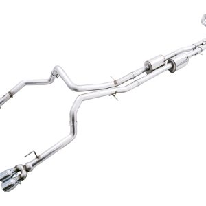 AWE Tuning 22-23 GMC Sierra 1500 AT4X 6.2L 0FG Catback Split Dual (Flat Bumper) - Chrome Silver Tips