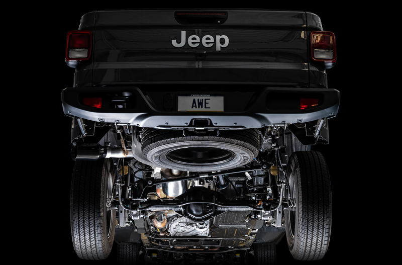 AWE Tuning 20-21 Jeep Gladiator JT 3.6L Tread Edition Cat-Back Single Side Exhaust - Diamond Blk Ti - Image 10