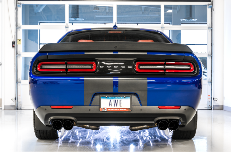 AWE Tuning 2015+ Dodge Challenger 6.4L/6.2L Non-Resonated Touring Edition Exhaust - Quad Black Tips - Image 6
