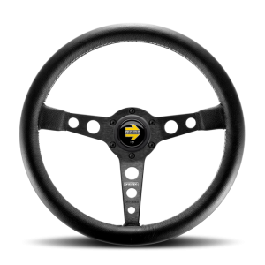 Momo Prototipo Steering Wheel 350 mm - Black Leather/Wht Stitch/Black Spokes