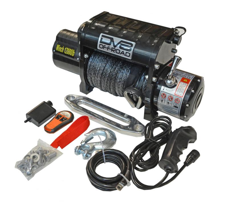DV8 Offroad 12000 LB Winch w/ Synthetic Line & Wireless Remote - Black - Image 4