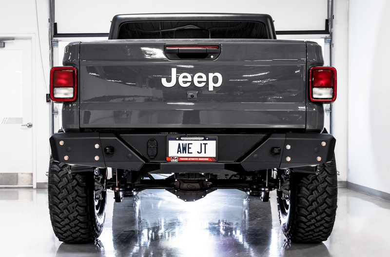 AWE Tuning 20-21 Jeep Gladiator JT 3.6L Tread Edition Cat-Back Dual Exhaust - Diamond Black Tip - Image 4