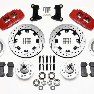 Wilwood Dynapro 6 Front Hub Kit 12.19in Drilled Red 74-80 Pinto/Mustang II Disc Spindle only