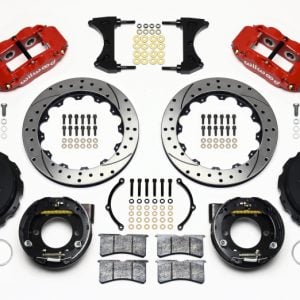 Wilwood Narrow Superlite 4R Rear P-Brk Kit 12.88in Drill Red 2005-2014 Mustang
