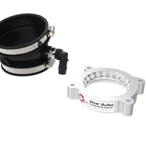 aFe 2020 Vette C8 Silver Bullet Aluminum Throttle Body Spacer Works w/ Factory Intake Only - Silver