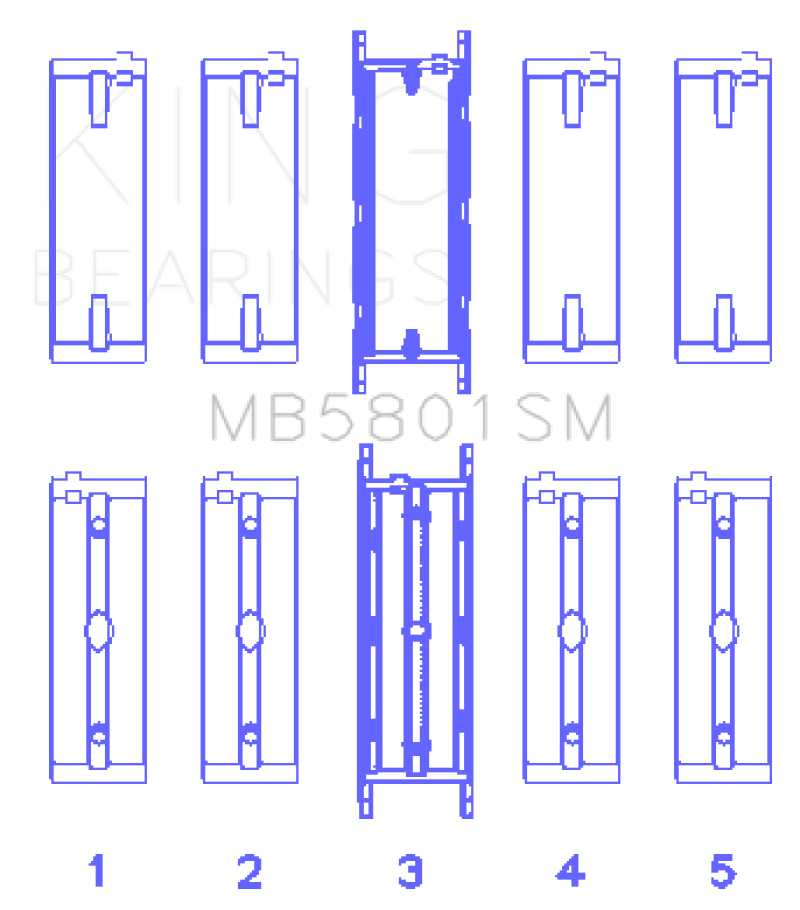 King Engine Bearings BMW N63/S63 Crankshaft Main Bearing Set - Size +0.25mm - Image 3