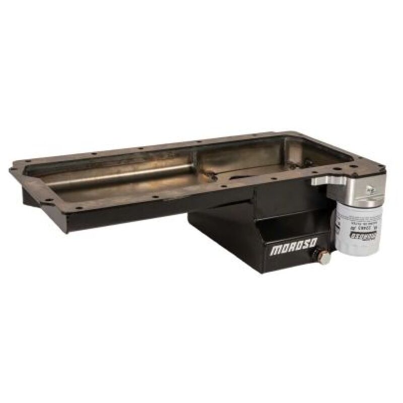 Moroso GM LS Swap/Early F-Body (w/Rear Sump/Spin-On Filter Adapter) Wet Sump 6in Steel Oil Pan - Blk - Image 2