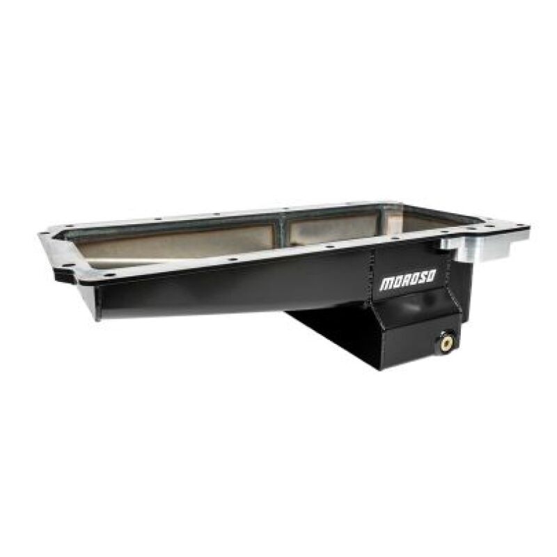 Moroso GM LS Swap (w/Rear Sump/Spin-On Filter Adapter) Wet Sump 7qt 6in Angled Steel Oil Pan - Black - Image 2