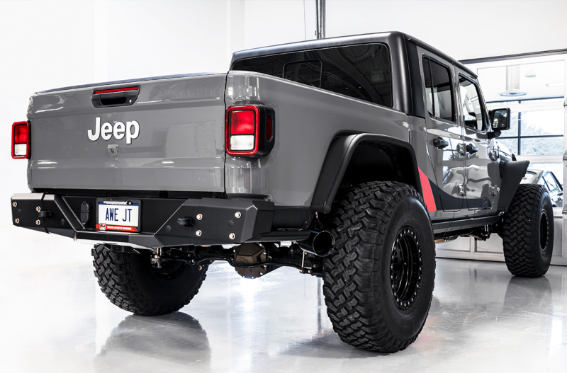 AWE Tuning 20-21 Jeep Gladiator JT 3.6L Tread Edition Cat-Back Dual Exhaust - Diamond Black Tip - Image 3
